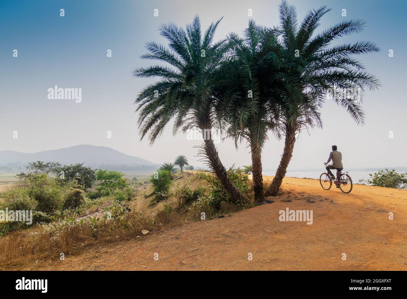 Una strada di villaggio in India rurale , villaggio di Baranti - Bengala Occidentale, India Foto Stock