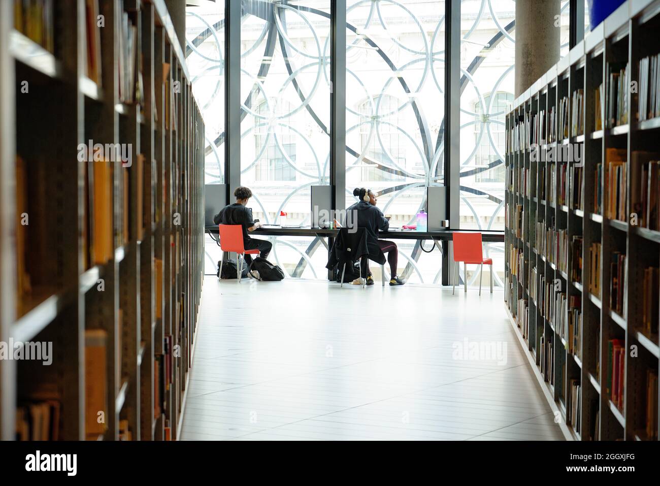 Studenti in una biblioteca. Foto Stock