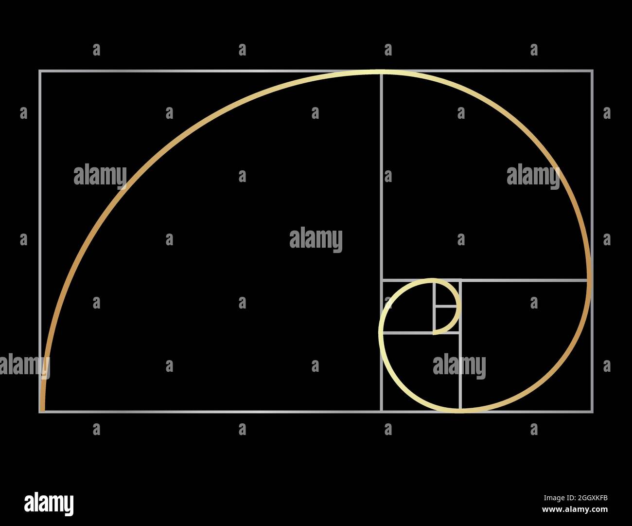 Fibonacci o Golden Ratio Black background Illustration Illustrazione Vettoriale