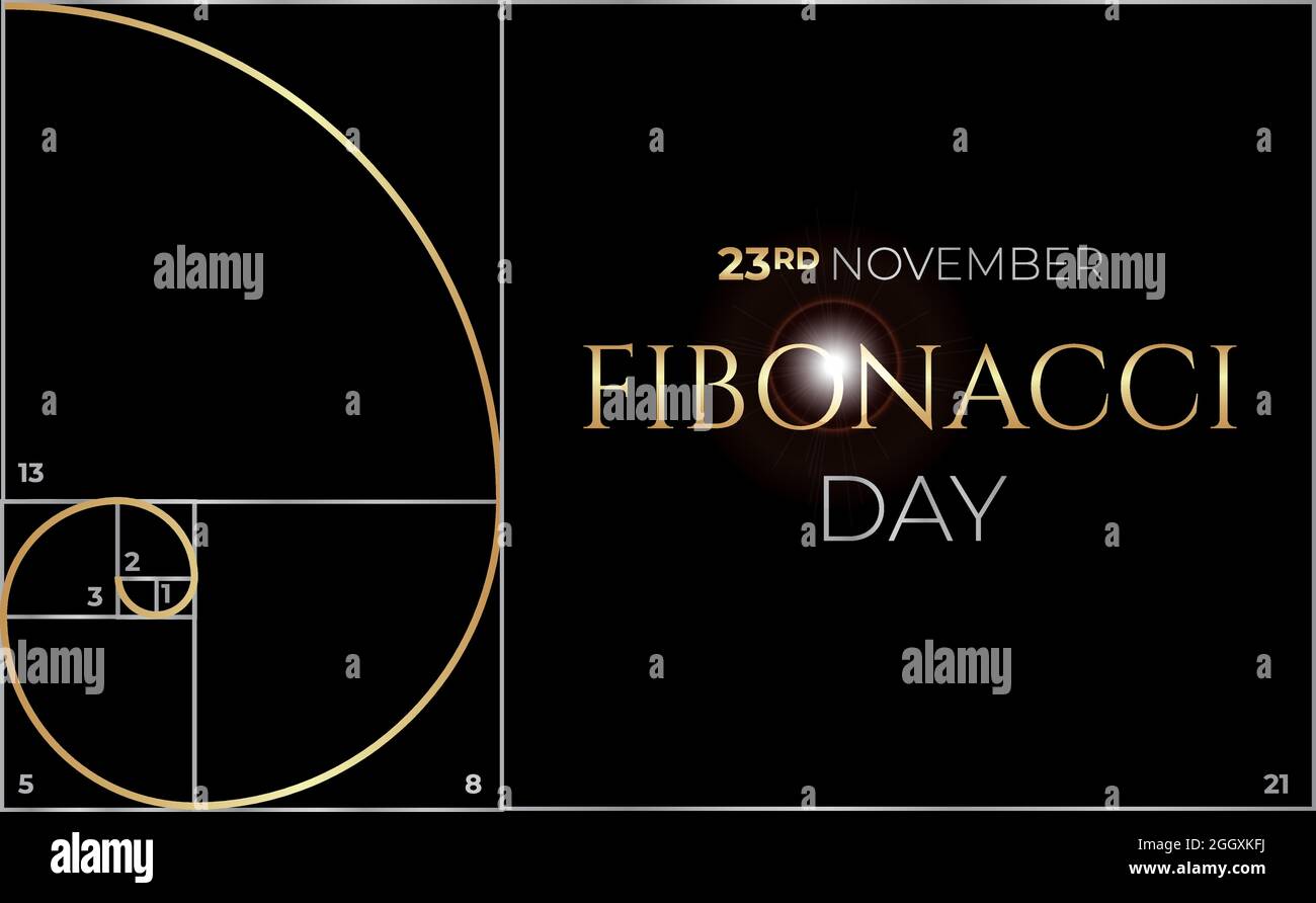 Fibonacci giorno o Golden ratio sfondo Illustrazione Illustrazione Vettoriale