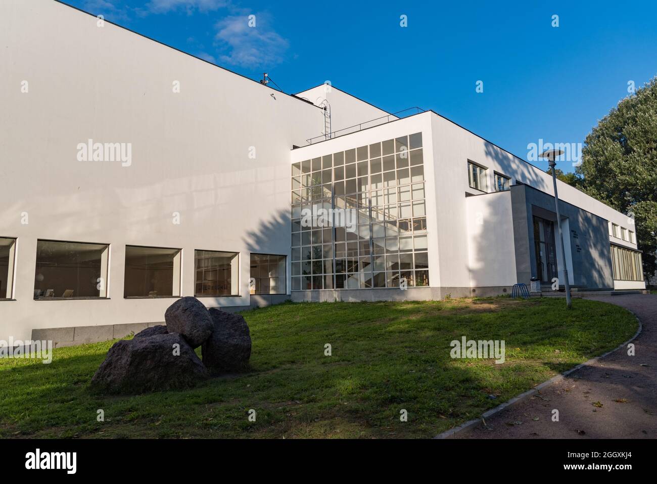 Costruzione della biblioteca da parte dell'architetto finlandese Alvar Aalto. Vyborg, Russia Foto Stock
