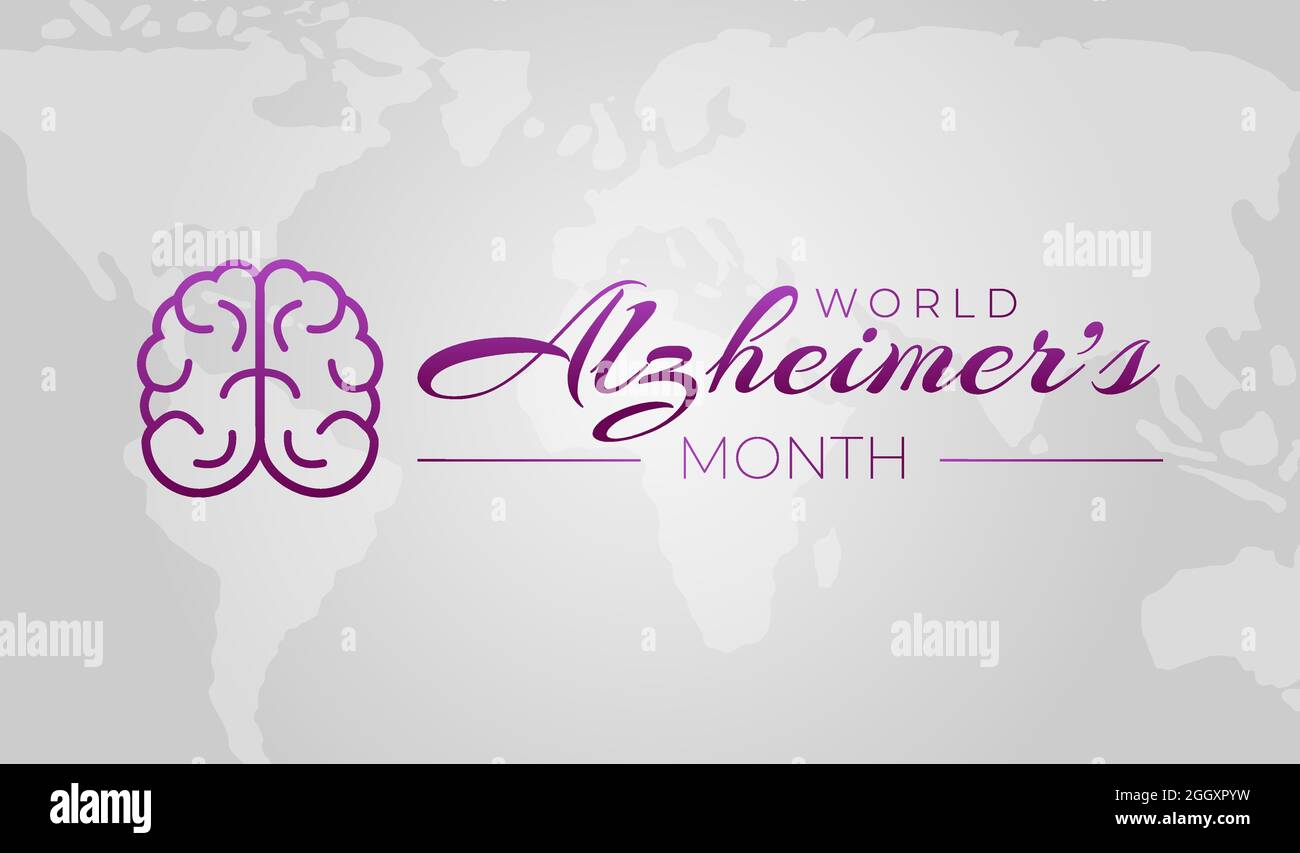 Il mese di Alzheimer del mondo Illustrazione di sfondo con la mappa Illustrazione Vettoriale