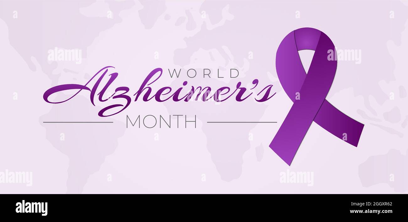 World Alzheimer's Month background Illustration with Purple Ribbon Illustrazione Vettoriale