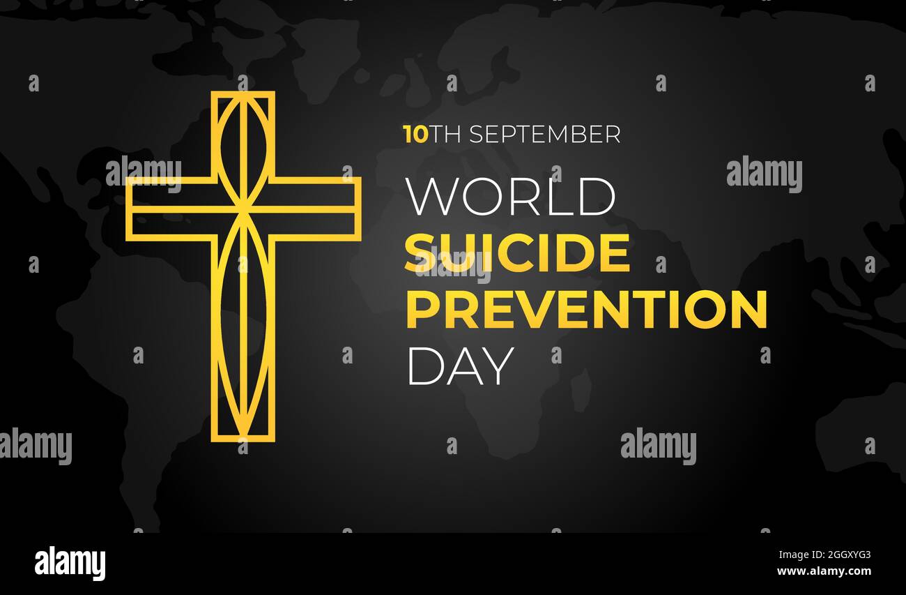 Giornata mondiale di prevenzione del suicidio sfondo con illustrazione della Croce cristiana Illustrazione Vettoriale