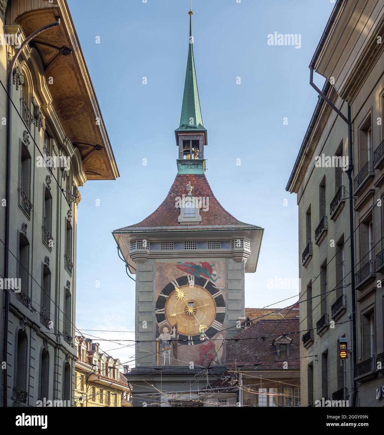 Facciata occidentale di Zytglogge - Orologio medievale a torre - Berna, Svizzera Foto Stock