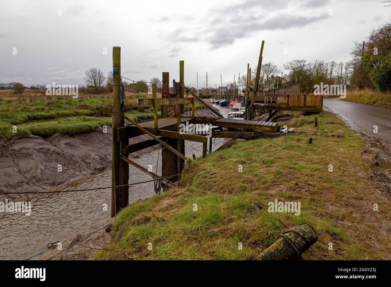 Barche a Skippool Creek nel Wyre Estuary Foto Stock