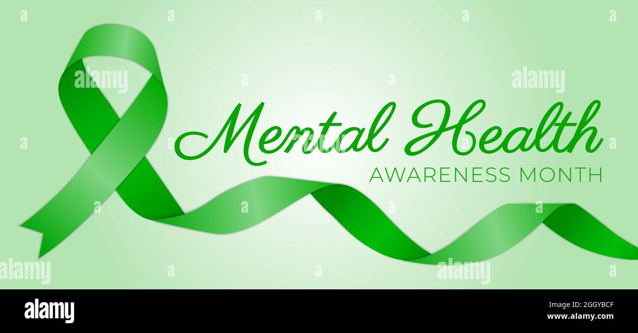 Green Mental Health awareness mese sfondo Illustrazione Illustrazione Vettoriale