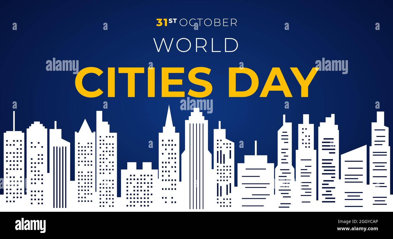 Illustrazione sfondo Blue World Cities Day Illustrazione Vettoriale