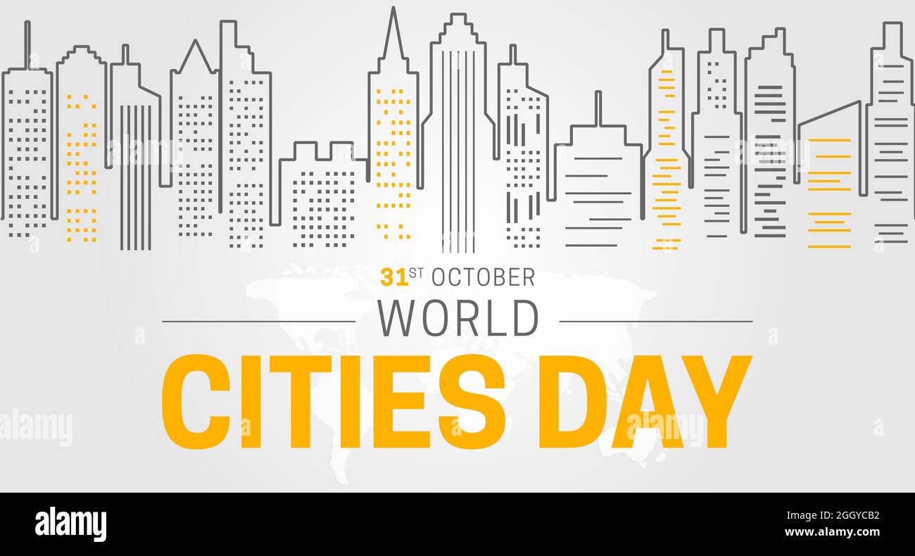 Illustrazione sfondo Gray World Cities Day Illustrazione Vettoriale