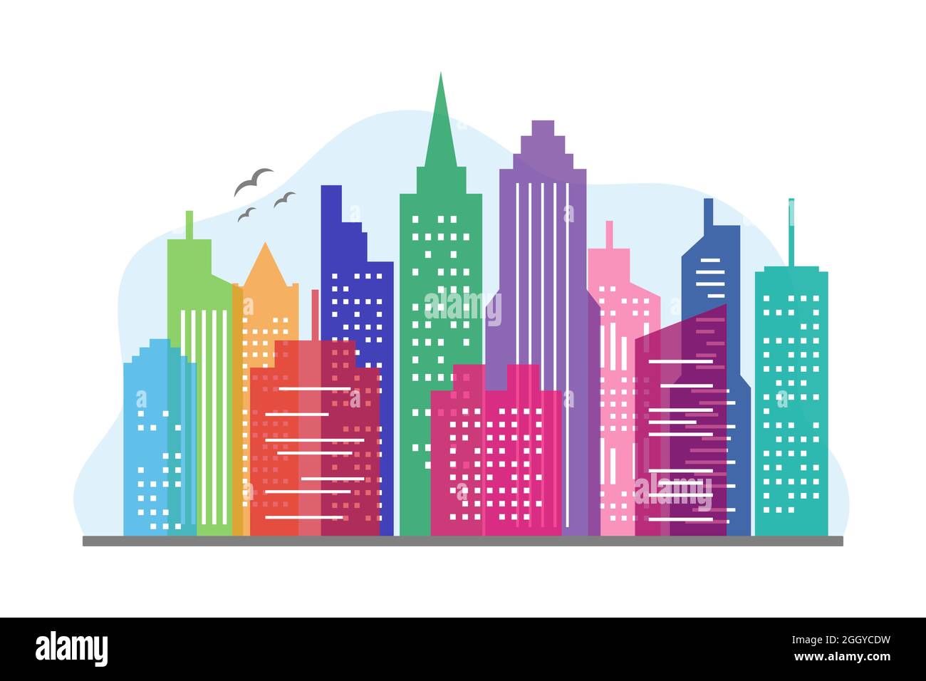 Illustrazione di Città colorata o paesaggio urbano Illustrazione Vettoriale