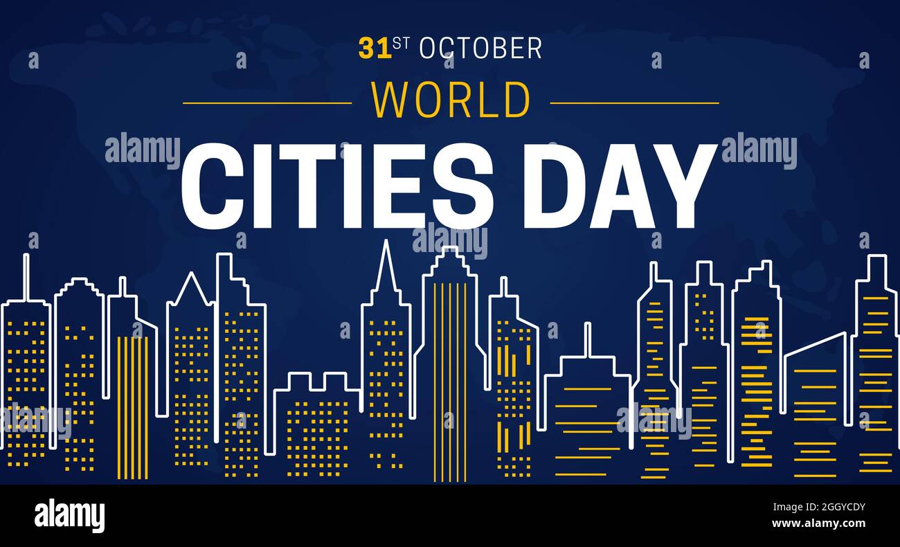 Illustrazione del banner sfondo del giorno delle Città del mondo Illustrazione Vettoriale