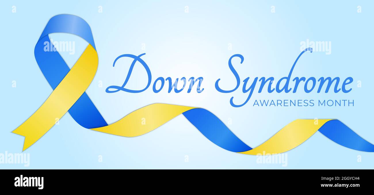 Blue Down Syndrome awareness Month Banner Illustration Illustrazione Vettoriale
