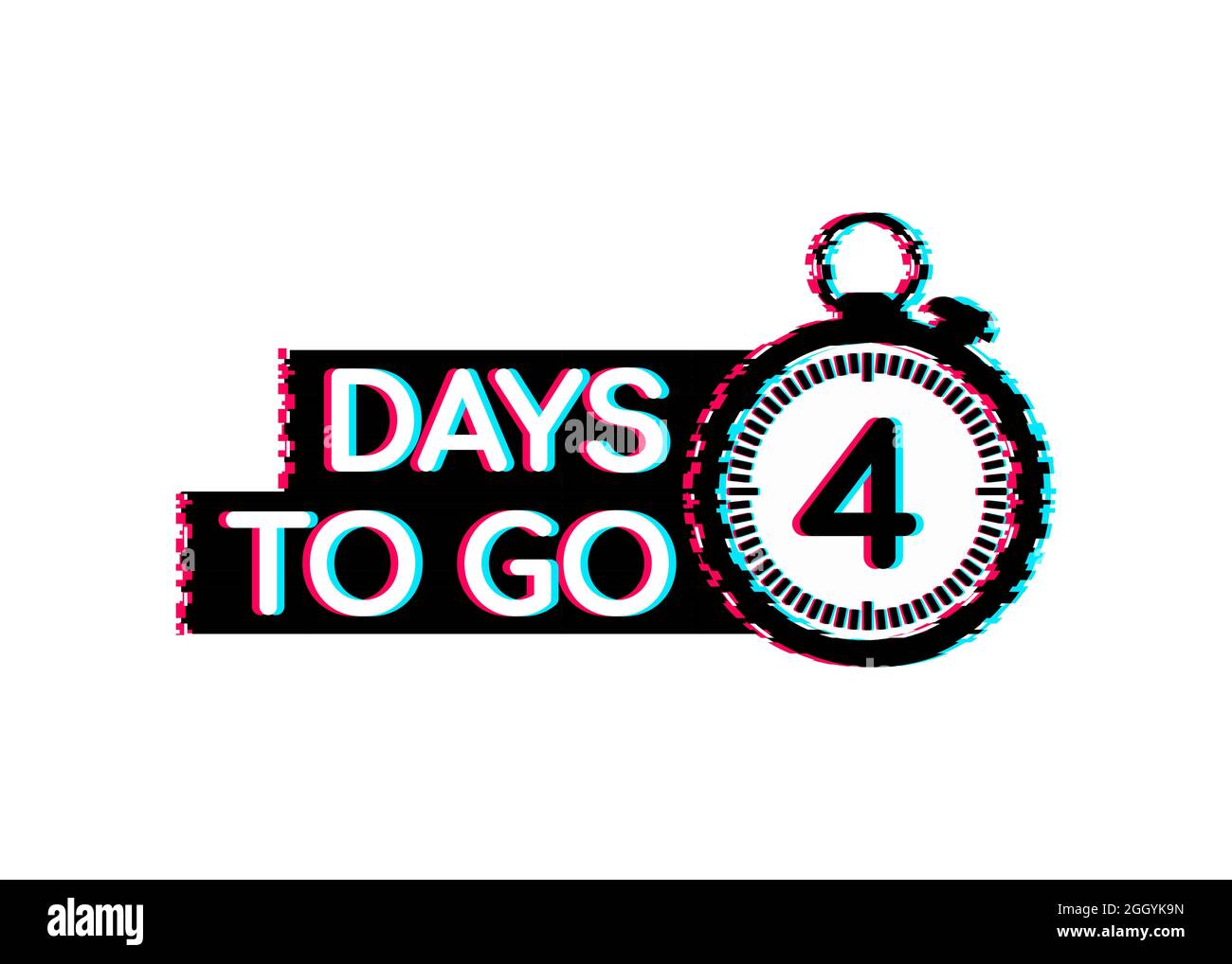 4 giorni a partire. Icona stile friccazione. Disegno tipografico vettoriale. Illustrazione dello stock vettoriale. Illustrazione Vettoriale
