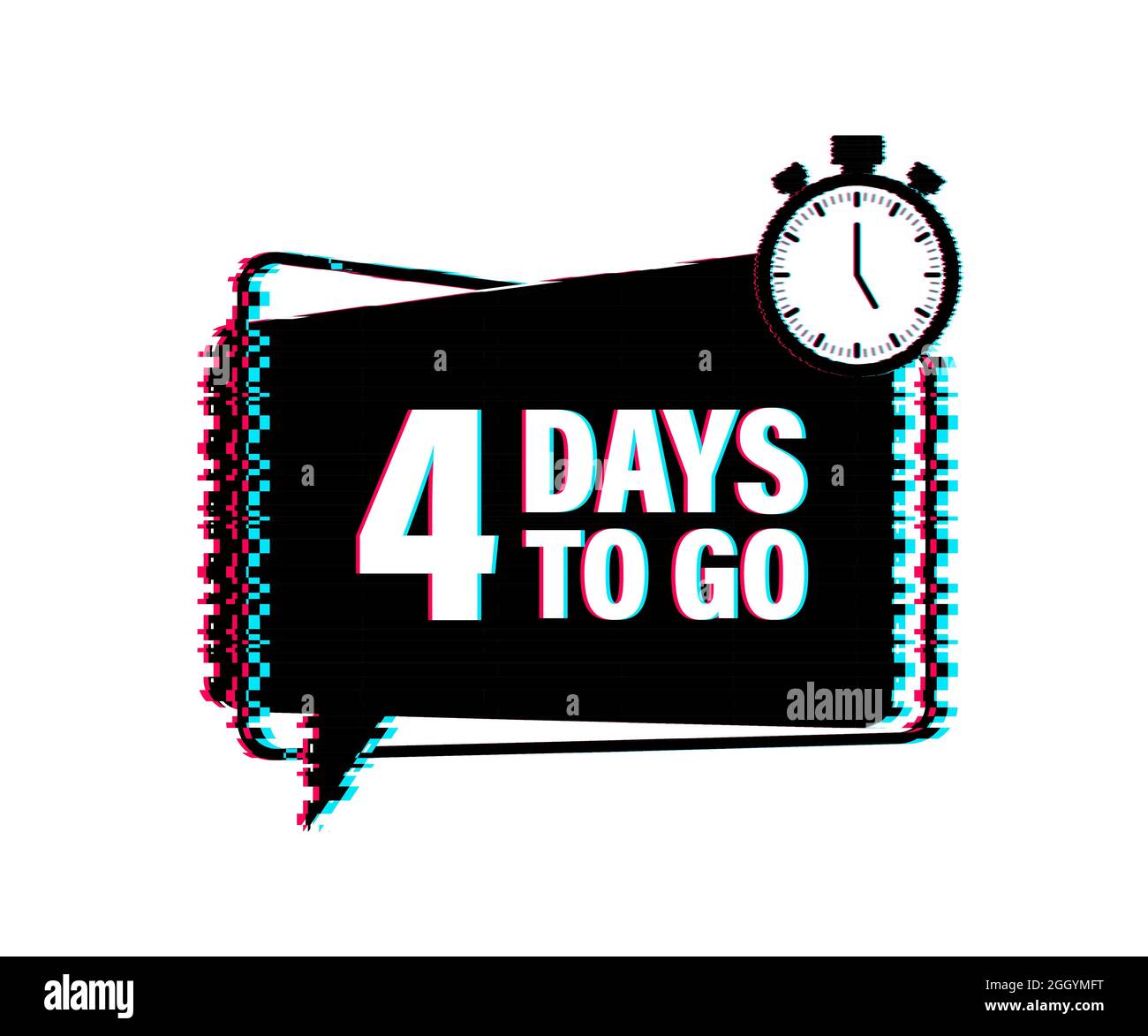 4 giorni a partire. Icona stile friccazione. Disegno tipografico vettoriale. Illustrazione dello stock vettoriale. Illustrazione Vettoriale