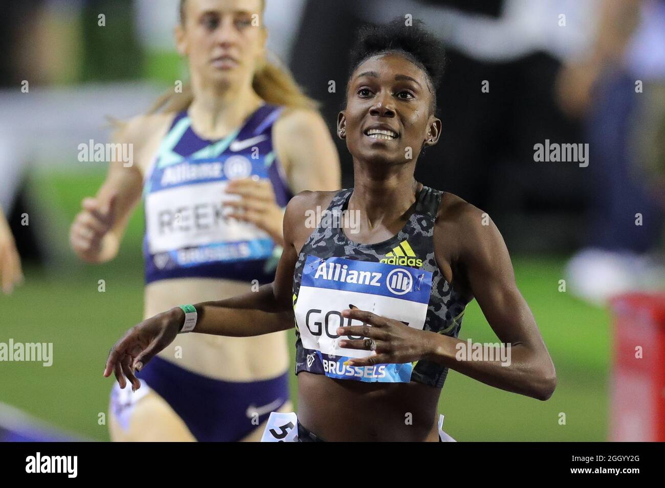 Bruxelles, Belgio. 3 settembre 2021. Natoya Goule della Giamaica compete durante la finale femminile di 800 m alla World Athletics Wanda Diamond League a Bruxelles, Belgio, 3 settembre 2021. Credit: Zheng Huansong/Xinhua/Alamy Live News Foto Stock