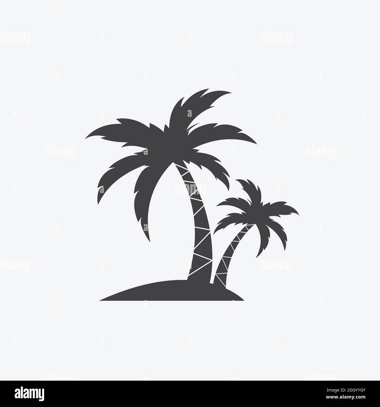 Immagine vettoriale dell'icona dell'albero tropicale di palma su sfondo bianco. Illustrazione vettoriale a livelli facilmente modificabile. Illustrazione Vettoriale