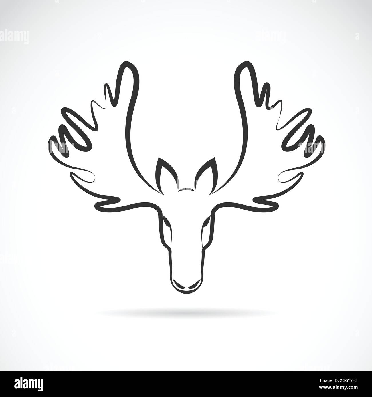 Immagini vettoriali di testa di cervo alci su sfondo bianco. Illustrazione vettoriale a livelli facilmente modificabile. Animali selvatici. Illustrazione Vettoriale