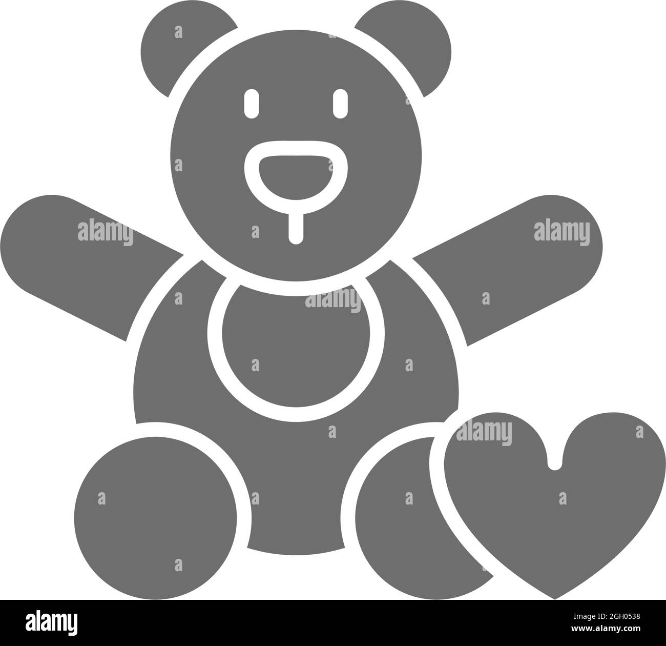 Portare giocattolo, donazione ai bambini, volontariato per orfanotrofi, beneficenza icona grigia. Illustrazione Vettoriale