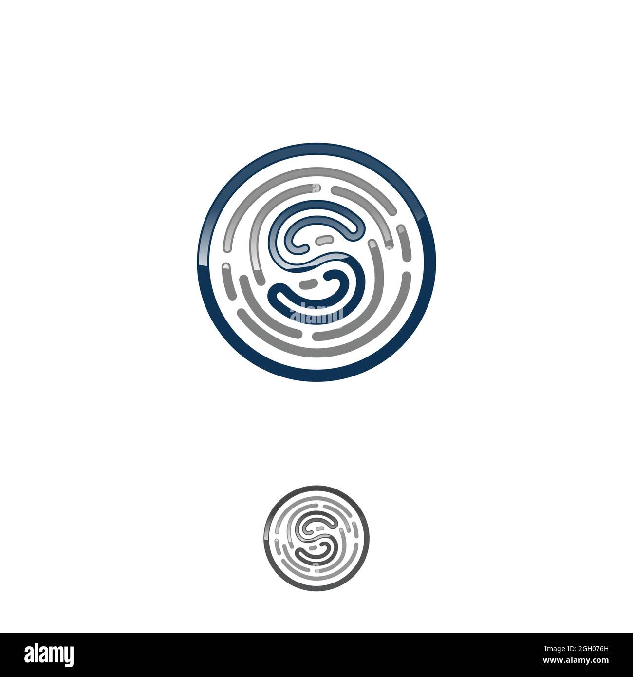 Modello vettoriale stile impronta digitale simbolo lettera CS iniziale. Design del logo CS con lettera collegata. Illustrazione vettoriale EPS.8 EPS.10 Illustrazione Vettoriale