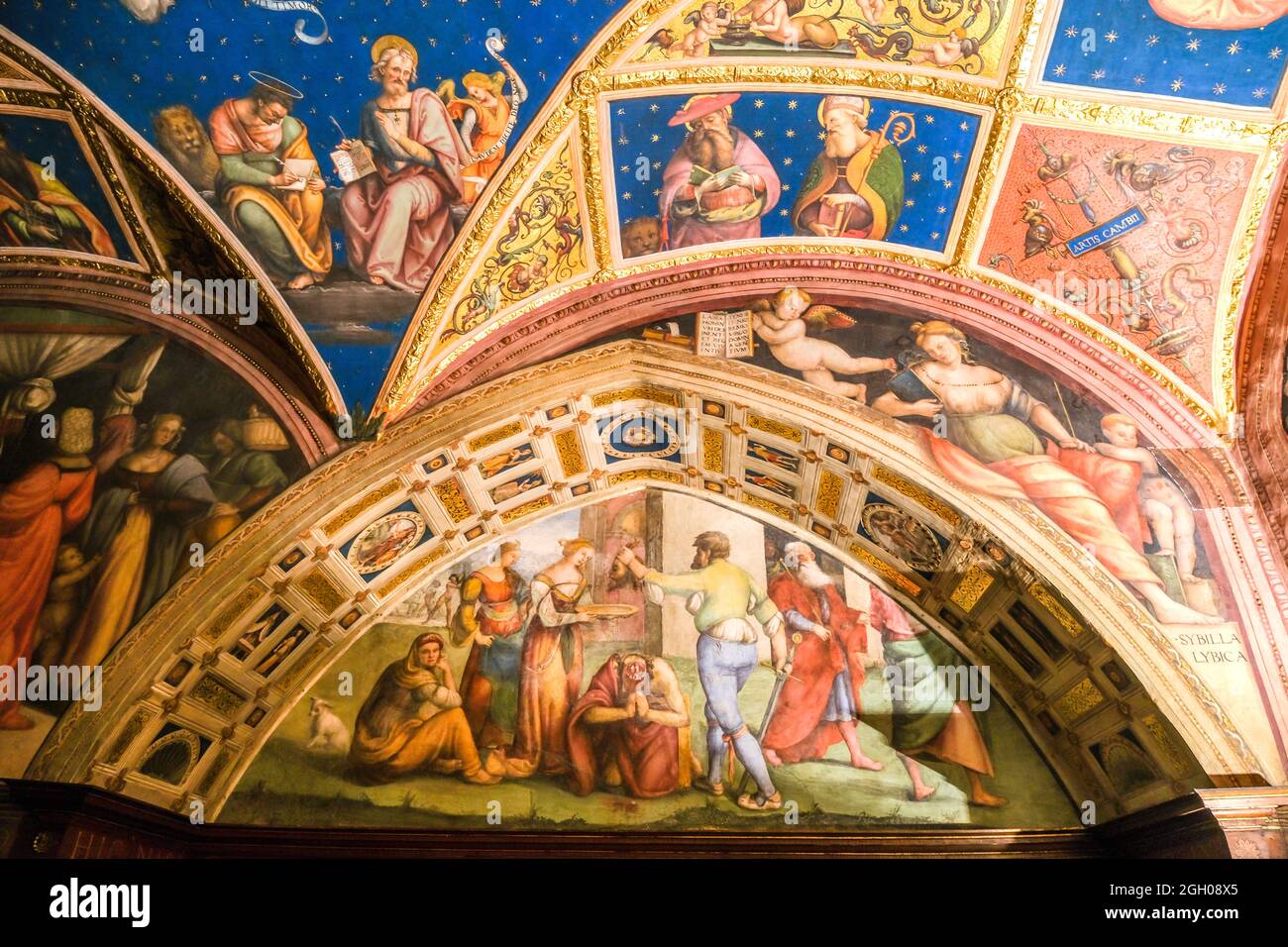 Cappella di San Giovanni Battista nel Collegio del Cambio di Perugia Italia Foto Stock