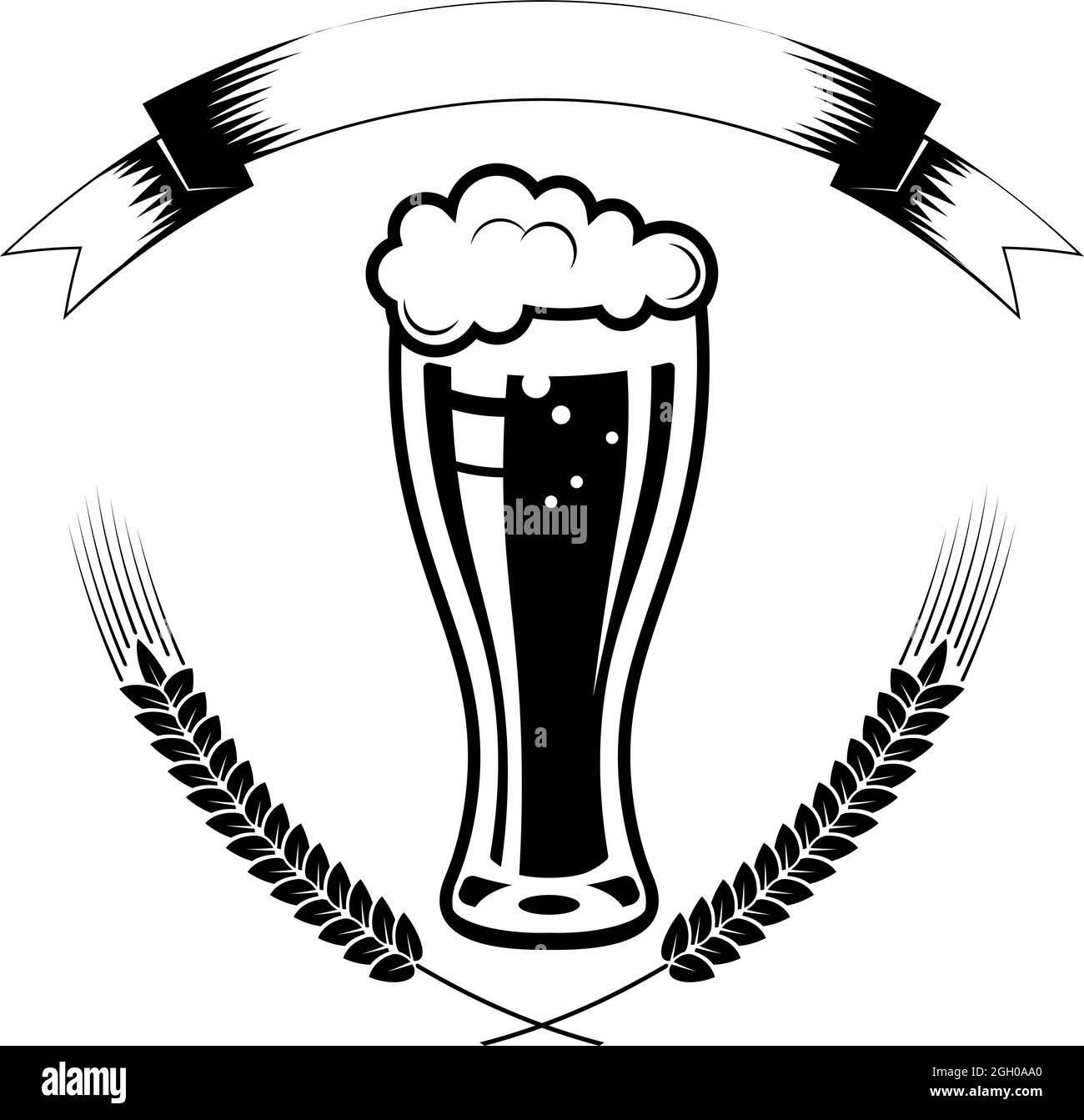 Logo birra - illustrazione vettoriale, fabbrica di birra emblema, barile, pub, bar, taverna, birra, orzo, birra, bevanda alcolica, etichetta nastro su sfondo bianco. Illustrazione Vettoriale