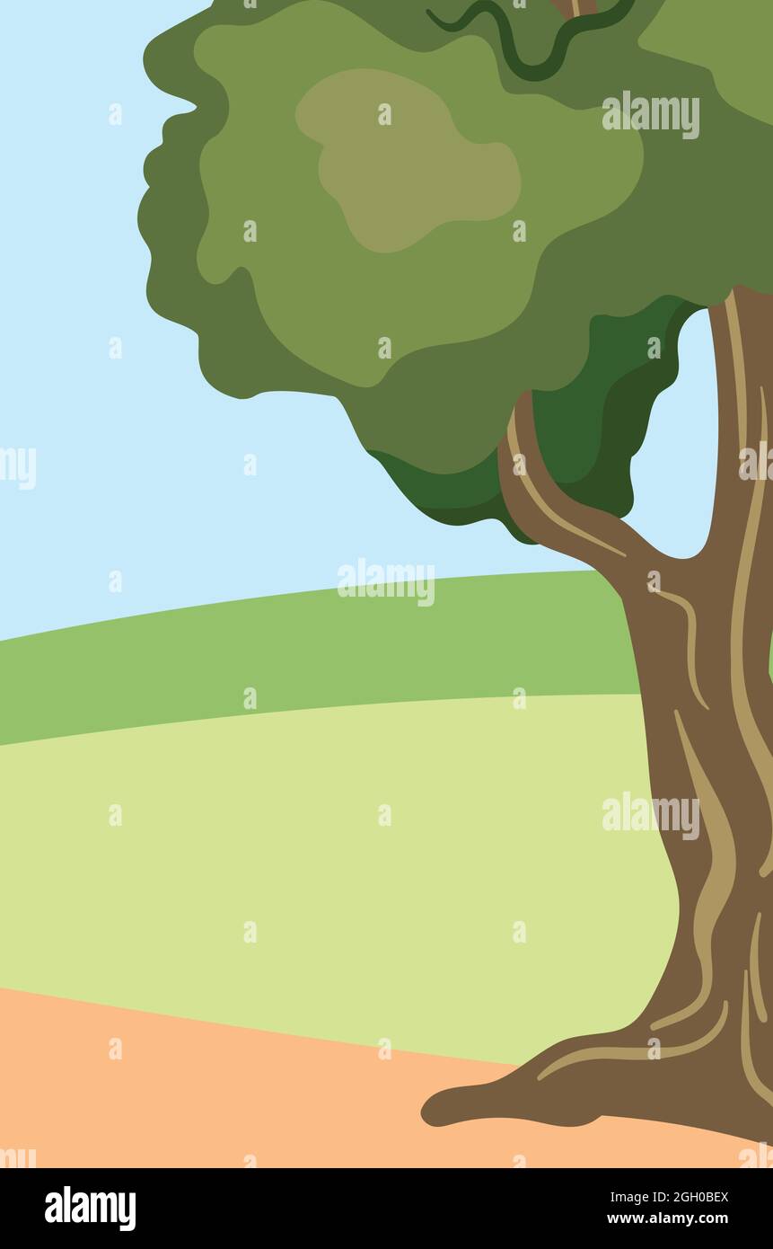 Vettore ad albero libero. Big Tree in Park. Illustrazione Vettoriale