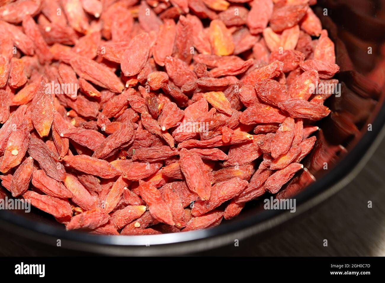 Bacche di goji secche da vicino Foto Stock