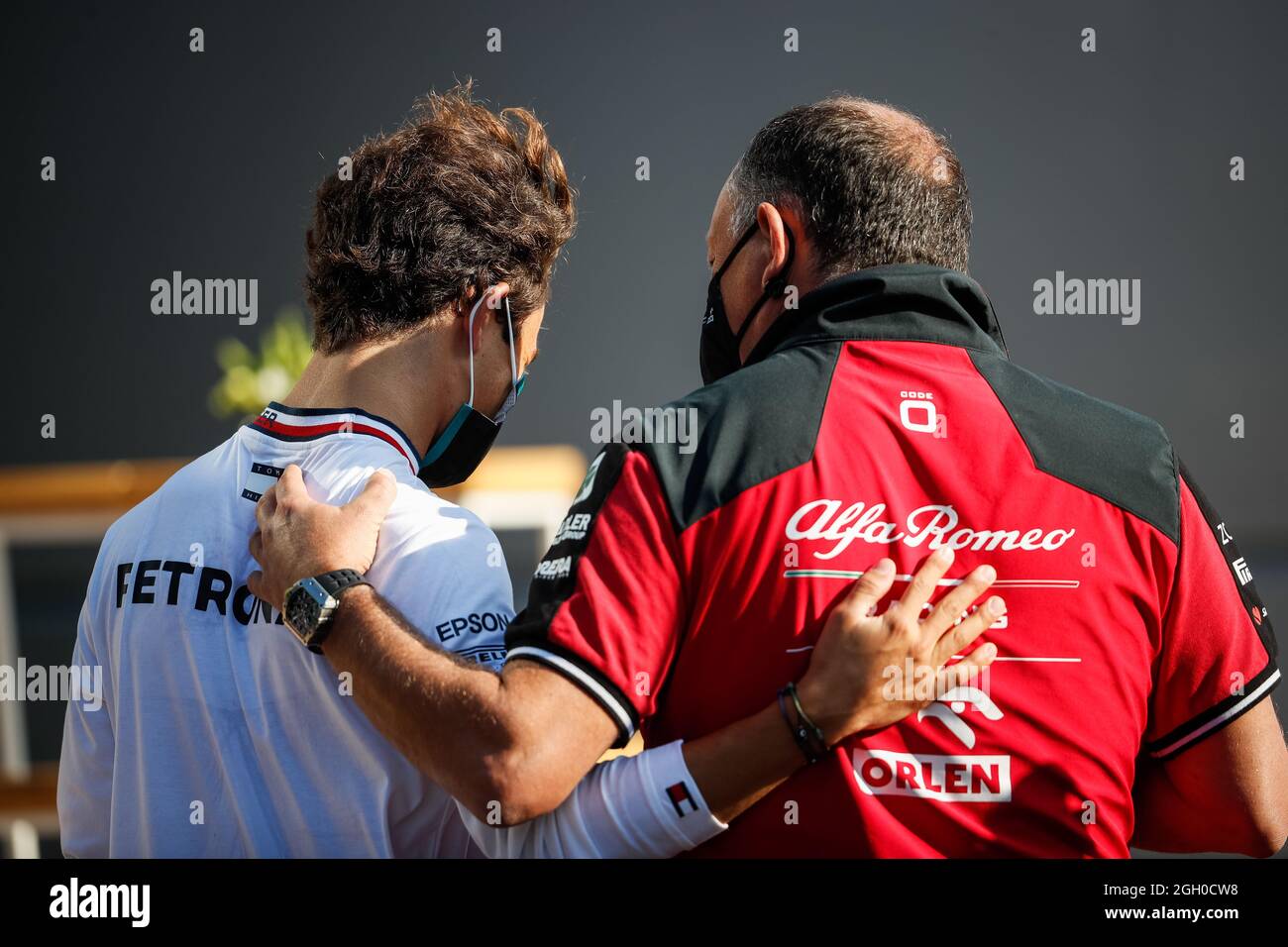 DE VRIES Nyck (ned), pilota di riserva della Mercedes AMG F1 GP, VASSEUR Frederic (fra), Team Principal dell'Alfa Romeo Racing ORLEN, ritratto durante il Gran Premio olandese di Formula 1 Heineken 2021, 13° round del Campionato del mondo FIA Formula uno 2021 dal 3 al 5 settembre, 2021 sul circuito Zandvoort, a Zandvoort, Paesi Bassi Foto Stock