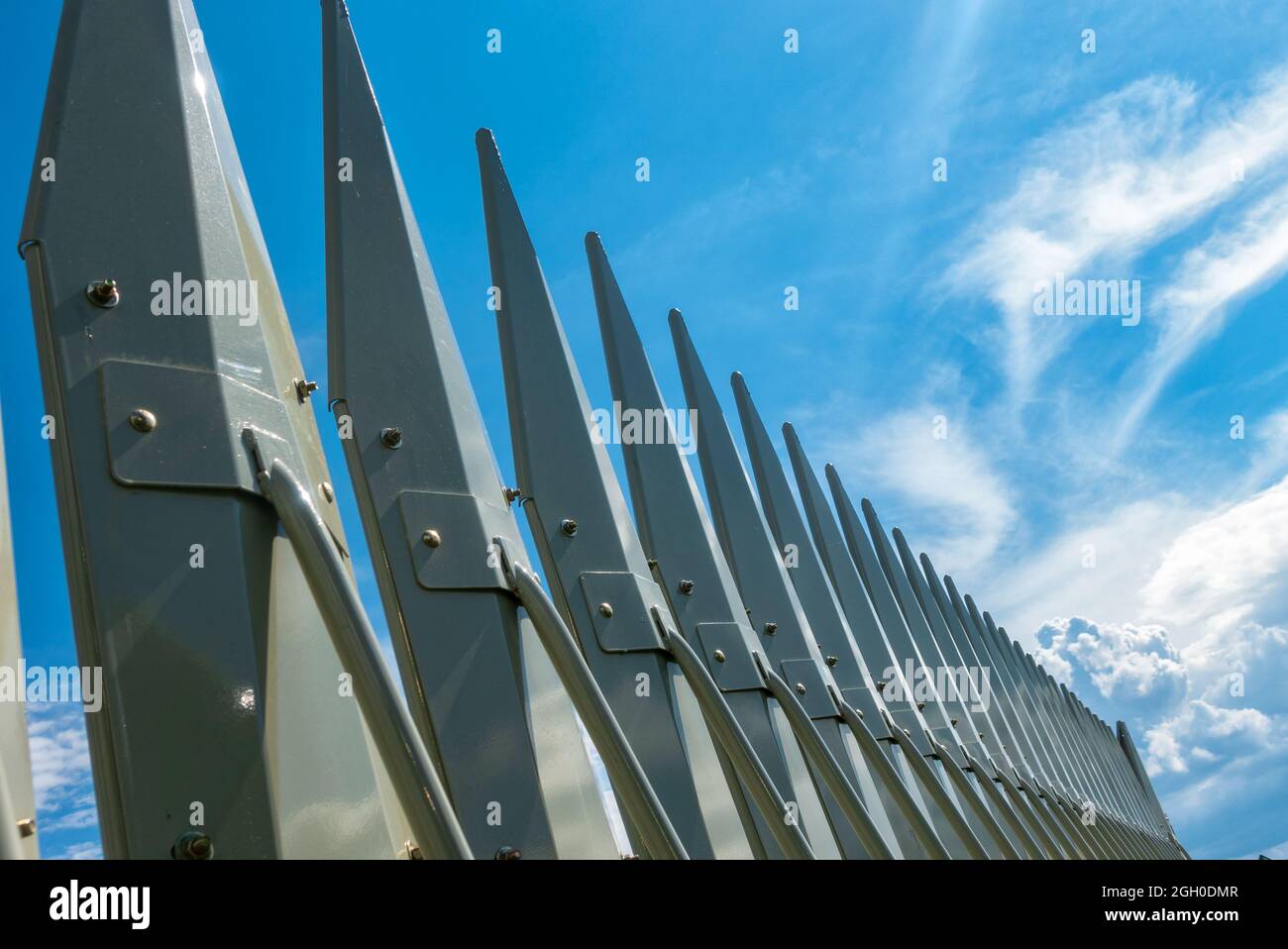 Testata denti per la raccolta di girasole. Foto Stock