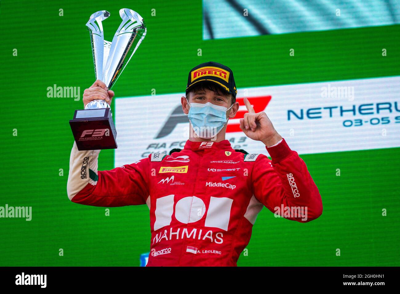 Zandvoort, Paesi Bassi. 4 settembre 2021. Leclerc Arthur (mco), Prema Racing, Dallara F3 festeggia la sua vittoria durante il 6° round del Campionato FIA di Formula 3 2021 dal 3 al 5 settembre 2021 sul circuito di Zandvoort, a Zandvoort, Paesi Bassi - Foto Sebastiaan Rozendaal / Agenzia fotografica olandese / DPPI Credit: DPPI Media/Alamy Live News Foto Stock
