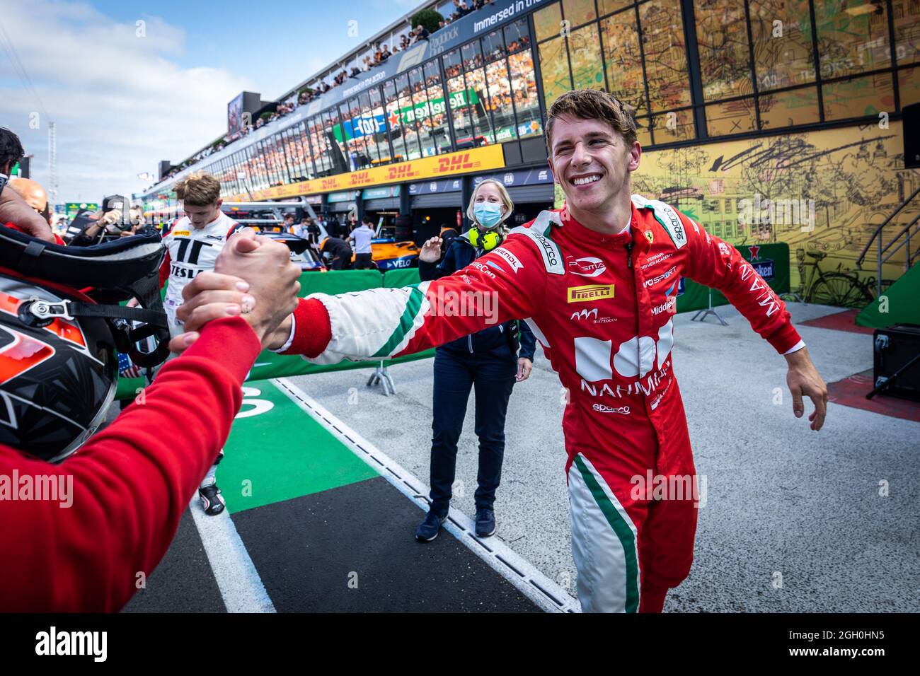 Zandvoort, Paesi Bassi. 4 settembre 2021. Leclerc Arthur (mco), Prema Racing, Dallara F3 festeggia la sua vittoria durante il 6° round del Campionato FIA di Formula 3 2021 dal 3 al 5 settembre 2021 sul circuito di Zandvoort, a Zandvoort, Paesi Bassi - Foto Sebastiaan Rozendaal / Agenzia fotografica olandese / DPPI Credit: DPPI Media/Alamy Live News Foto Stock