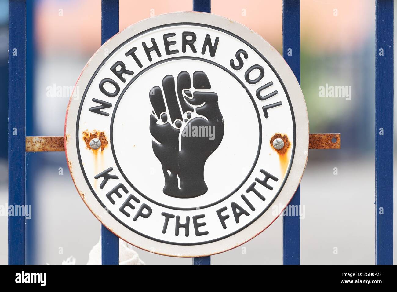 Northern Soul Keep the Faith sign and logo, Rothesay, Isle of Bute, Argyll and Bute, Scozia, REGNO UNITO Foto Stock