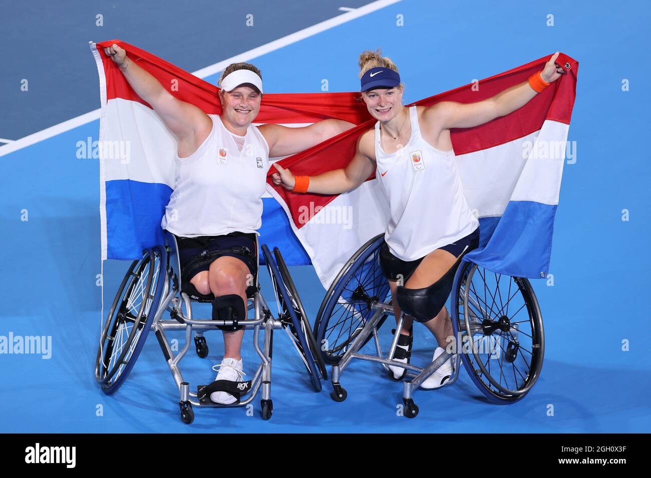 Tokyo, Giappone. 3 settembre 2021. Aniek Van Koot & Diede De Groot (NED) Tennis su sedia a rotelle : finale femminile dei singoli durante i Giochi Paralimpici di Tokyo 2020 al Parco di Tennis Ariake a Tokyo, Giappone . Credit: Yohei Osada/AFLO SPORT/Alamy Live News Foto Stock