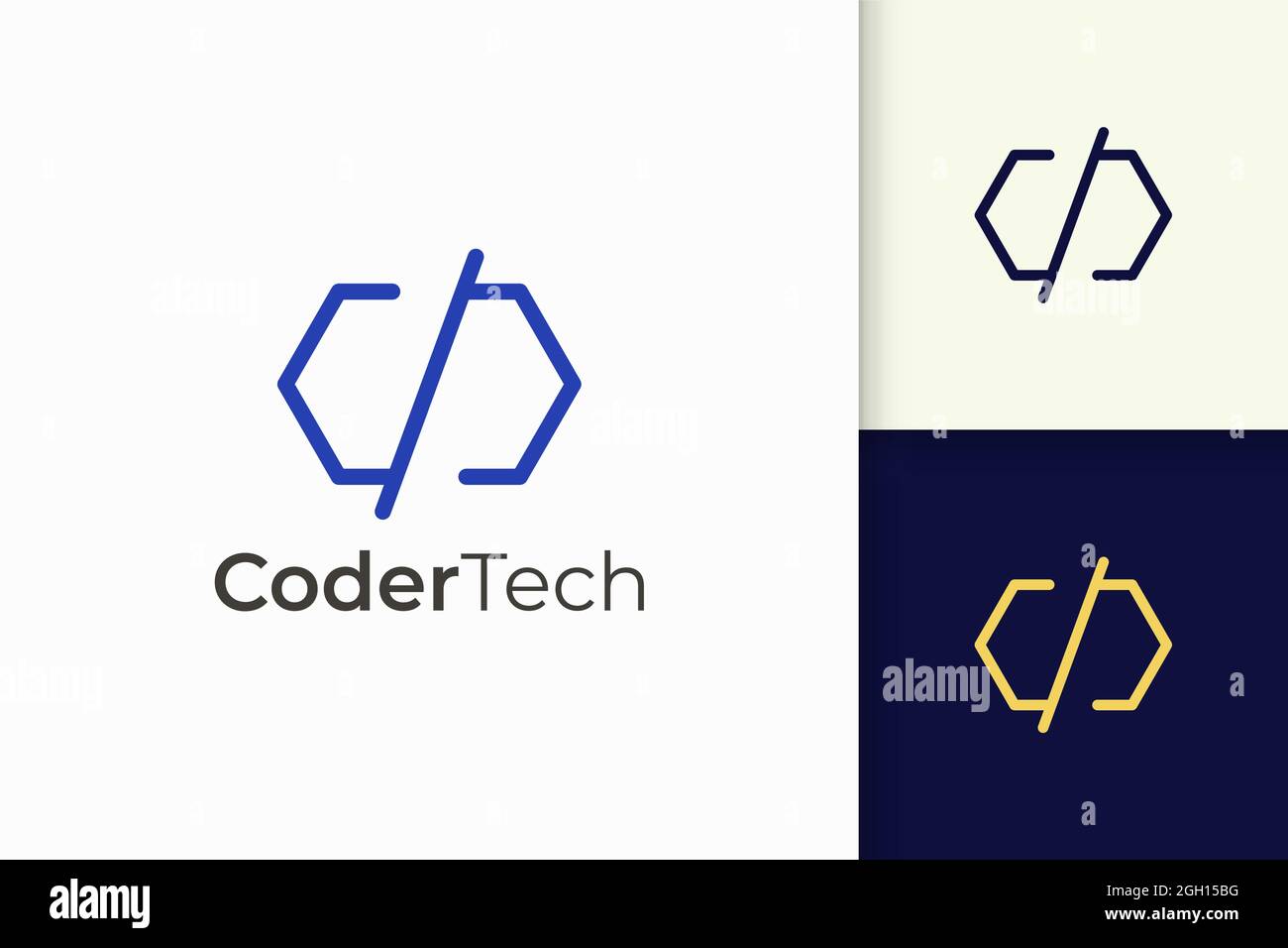 Programmatore o sviluppatore logo in semplice e moderno per azienda tecnologica Illustrazione Vettoriale