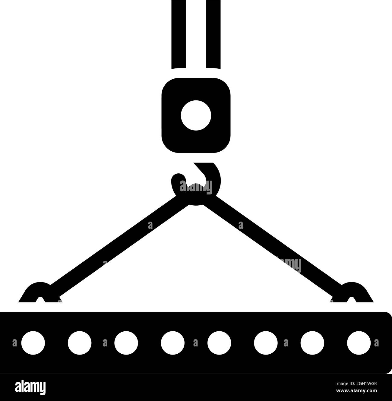 Icona della lastra appeso al gancio della gru. Design a matita nero. Illustrazione vettoriale. Illustrazione Vettoriale