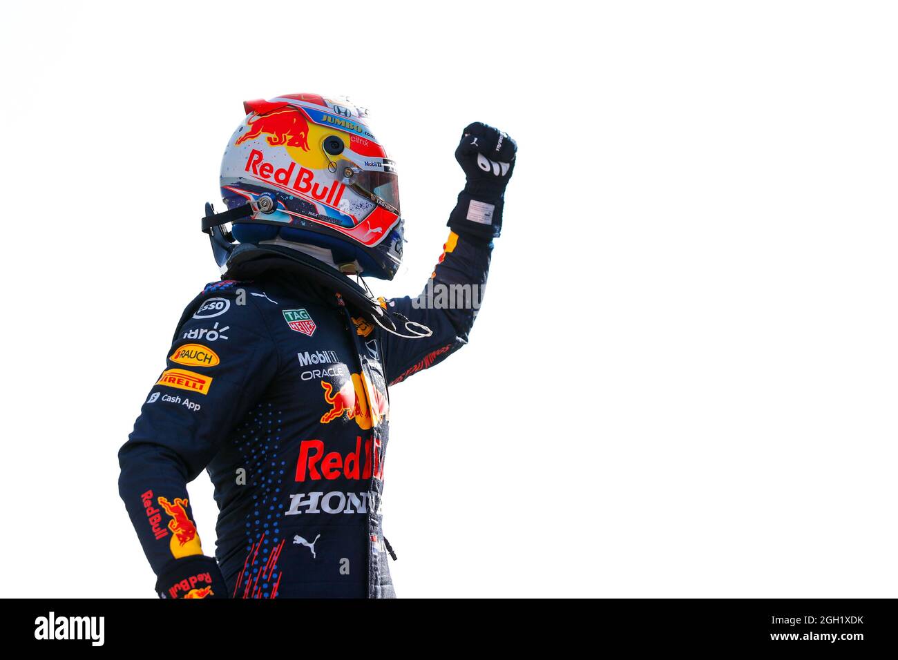 Max Verstappen (NLD) Red Bull Racing celebra la sua pole position in qualifica di parc ferme. Gran Premio d'Olanda, sabato 4 settembre 2021. Zandvoort, Paesi Bassi. FIA Pool Image solo per uso editoriale Foto Stock