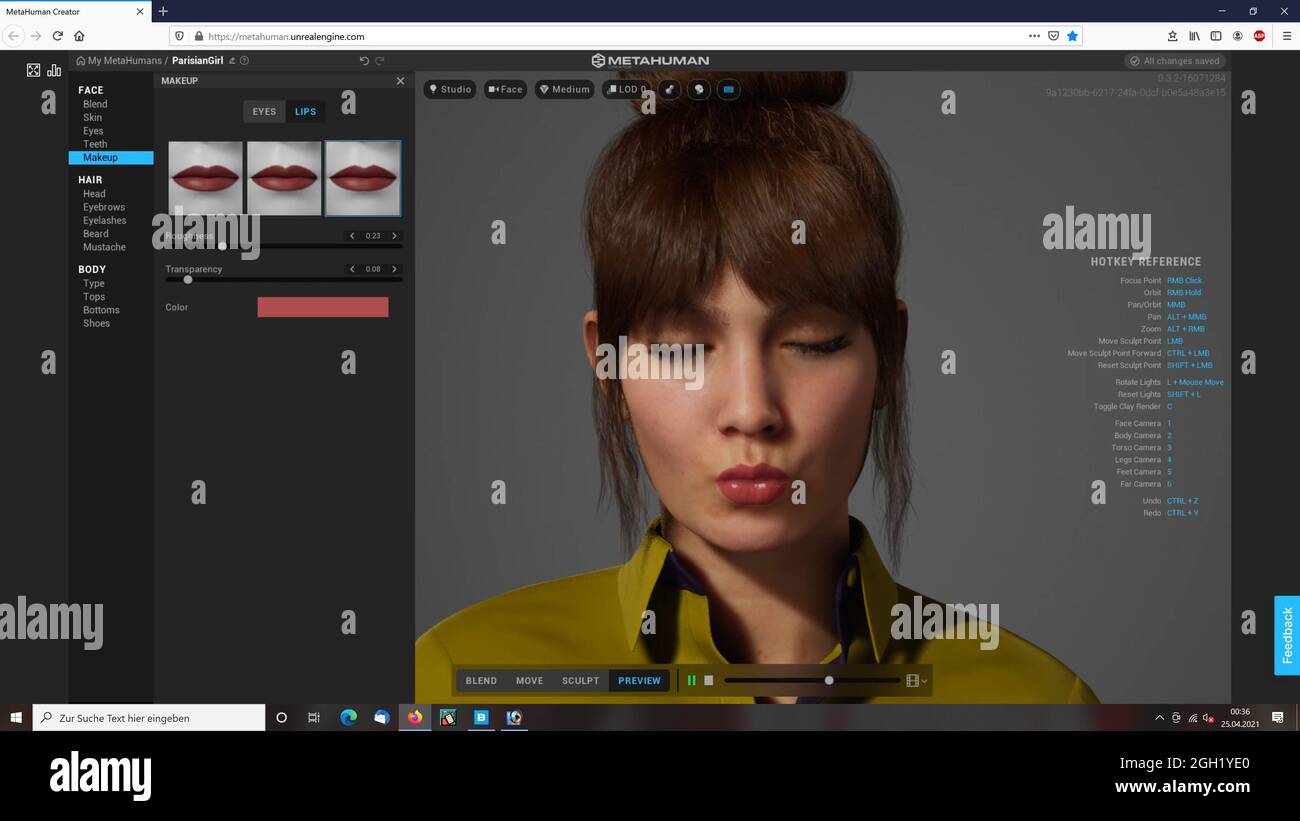 CGI-Visualizierung: Metahumen: Parisian Girl / cgi visualization (nur fuer redaktionelle Verwendung. Keine Werbung. Referenzdatenbank: http://www.360- Foto Stock