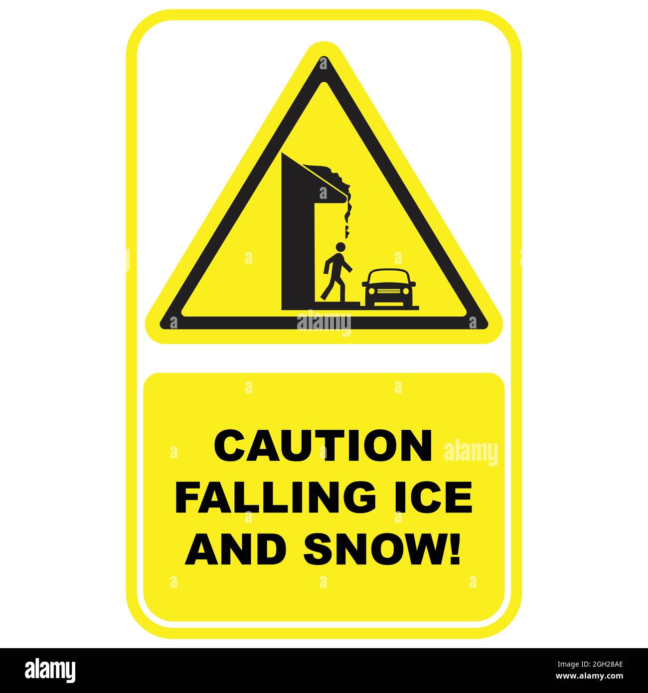 Attenzione caduta di ghiaccio e neve segno, vettore concettuale Illustrazione Vettoriale