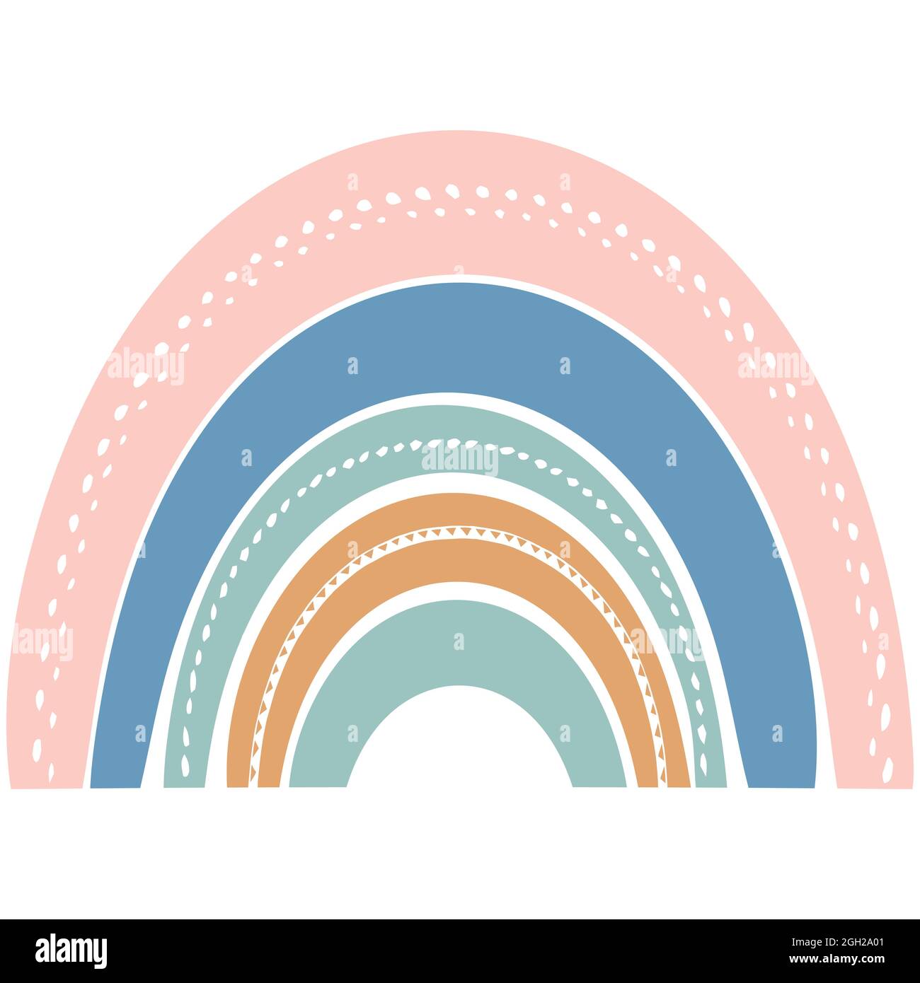 Carino arcobaleno in stile scandinavo. Effetto acquerello arcobaleno isolato su sfondo bianco. Arte moderna Illustrazione Vettoriale