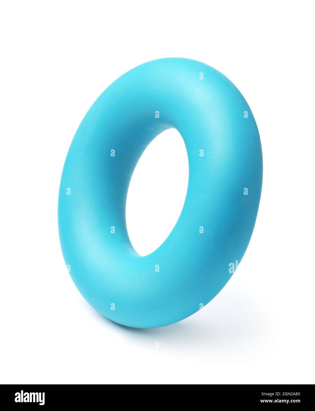 Espansore carpale anello di gomma blu isolato su bianco Foto Stock