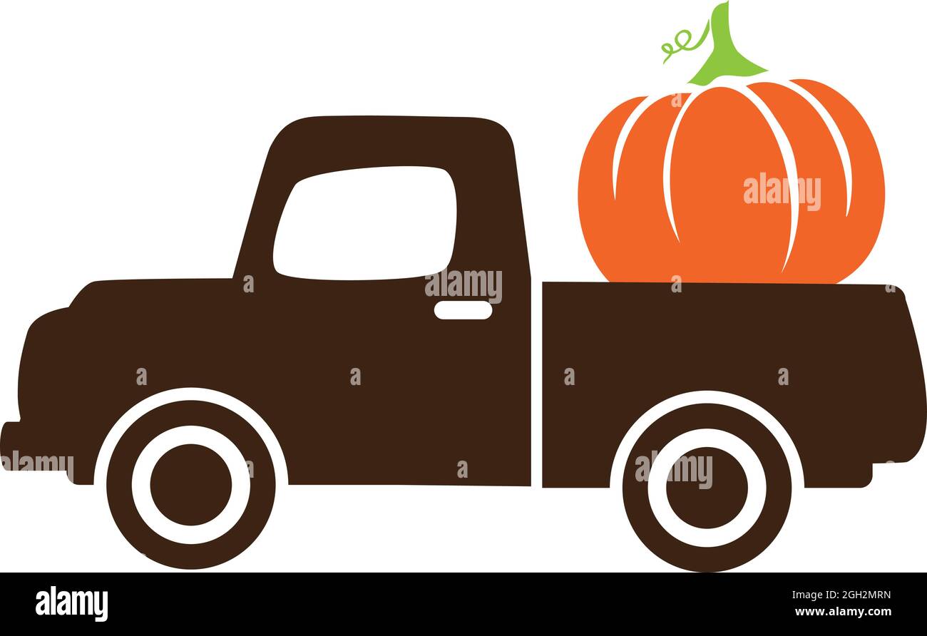 illustrazione vettoriale di un pick up carrello con una zucca Illustrazione Vettoriale