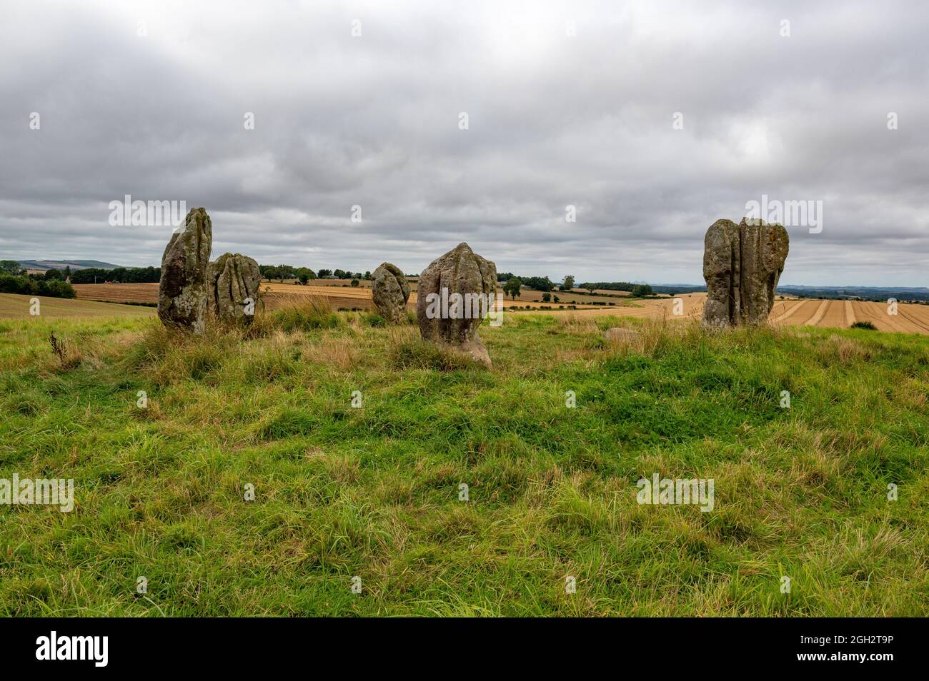 Duddo Five Stones sono pietre di arenaria molli dell'età del bronzo di inizio circa 4000 anni Foto Stock