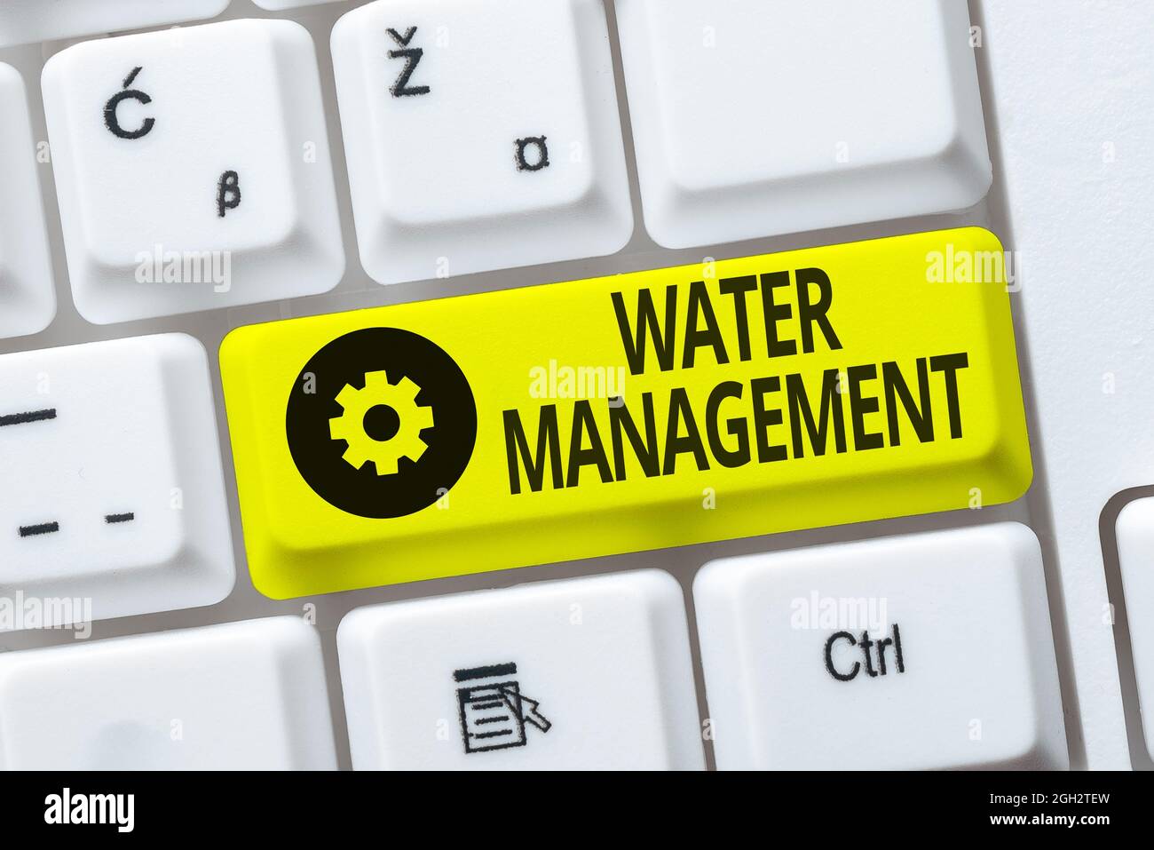 Testo della scrittura Gestione dell'acqua. Business showcase utilizzo ottimale delle risorse idriche in base alle politiche definite per l'acqua typewriting Contratto di licenza con l'utente finale Foto Stock