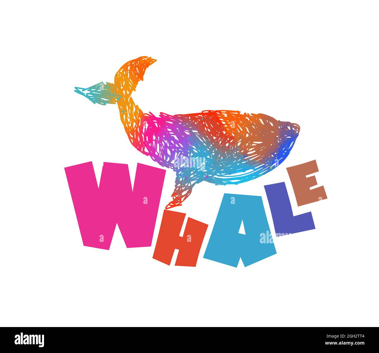 La balena è colorata. Fatto a mano. Balena astratta multicolore. Illustrazione vettoriale Illustrazione Vettoriale