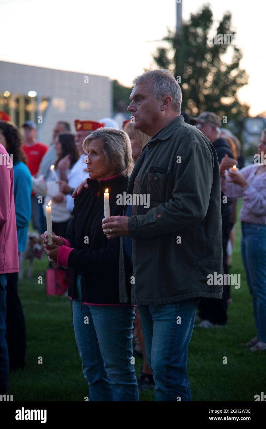 Una veglia a lume di candela a Hyannis, Massachusetts (USA) per i caduti membri del servizio in Afghanistan. Foto Stock
