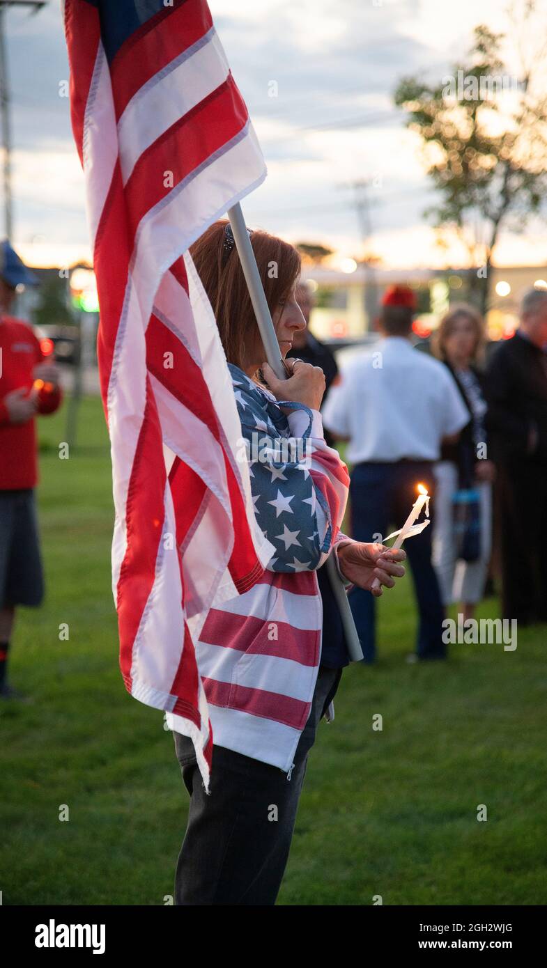 Una veglia a lume di candela a Hyannis, Massachusetts (USA) per i caduti membri del servizio in Afghanistan. Foto Stock