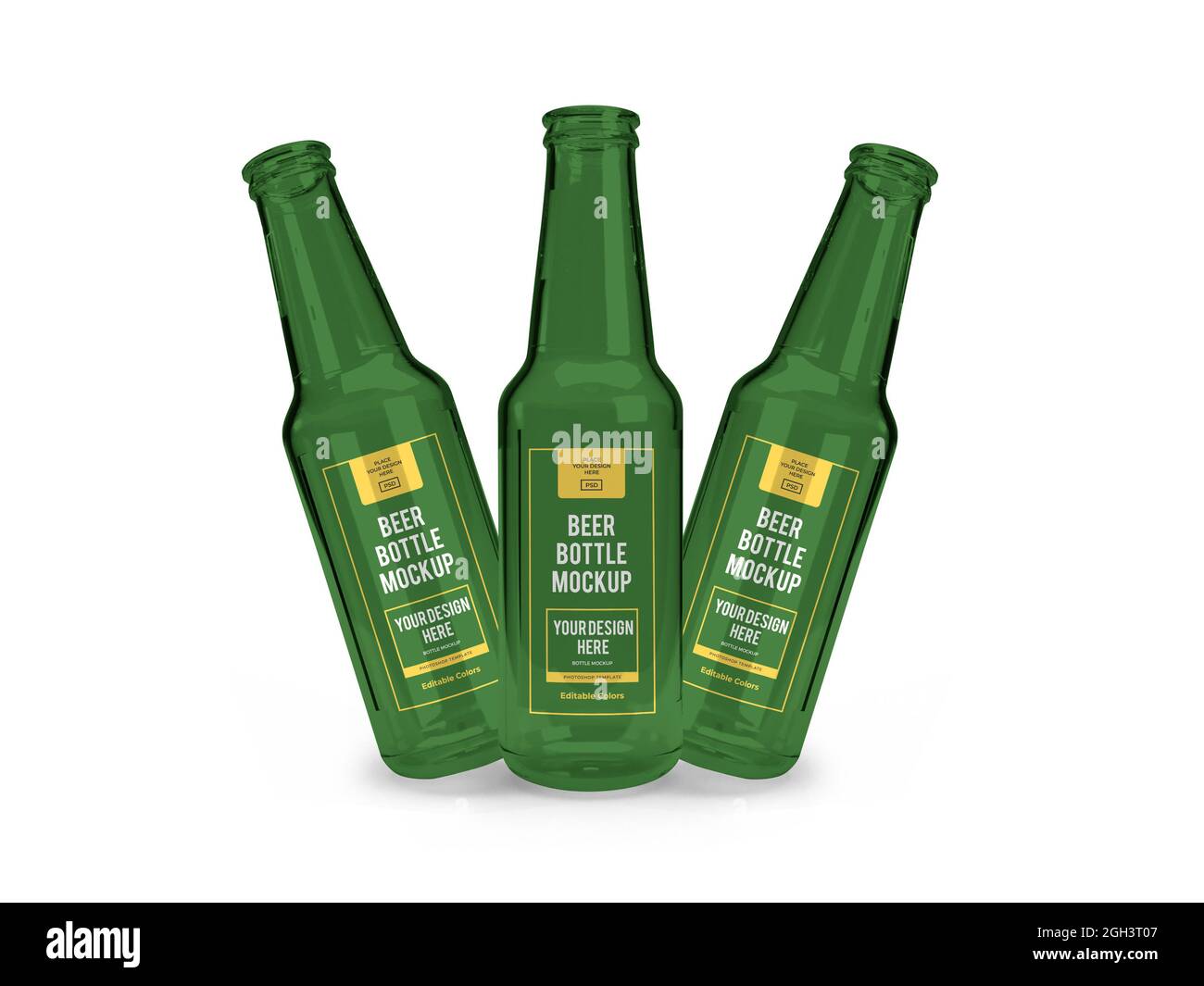 Bottiglia di birra illustrazione 3D Mockup scena su sfondo isolato Foto Stock
