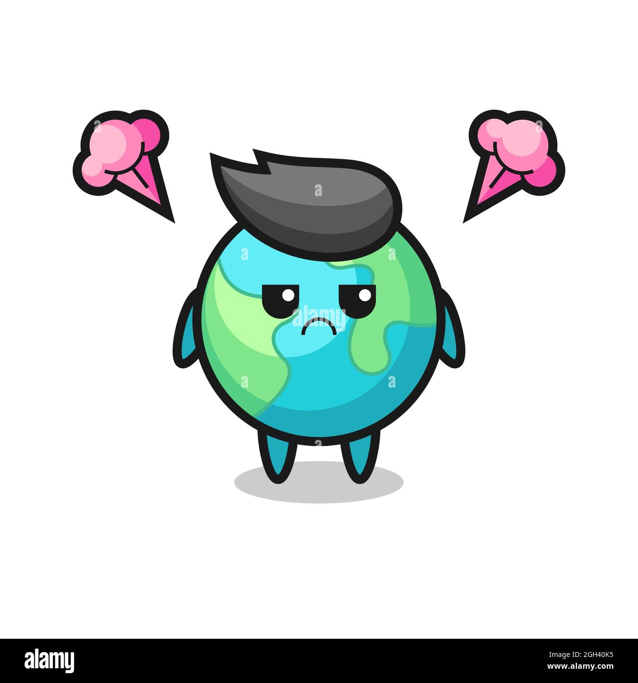 espressione infastidita del carino personaggio cartoon terra, carino design stile per t shirt, adesivo, elemento logo Illustrazione Vettoriale