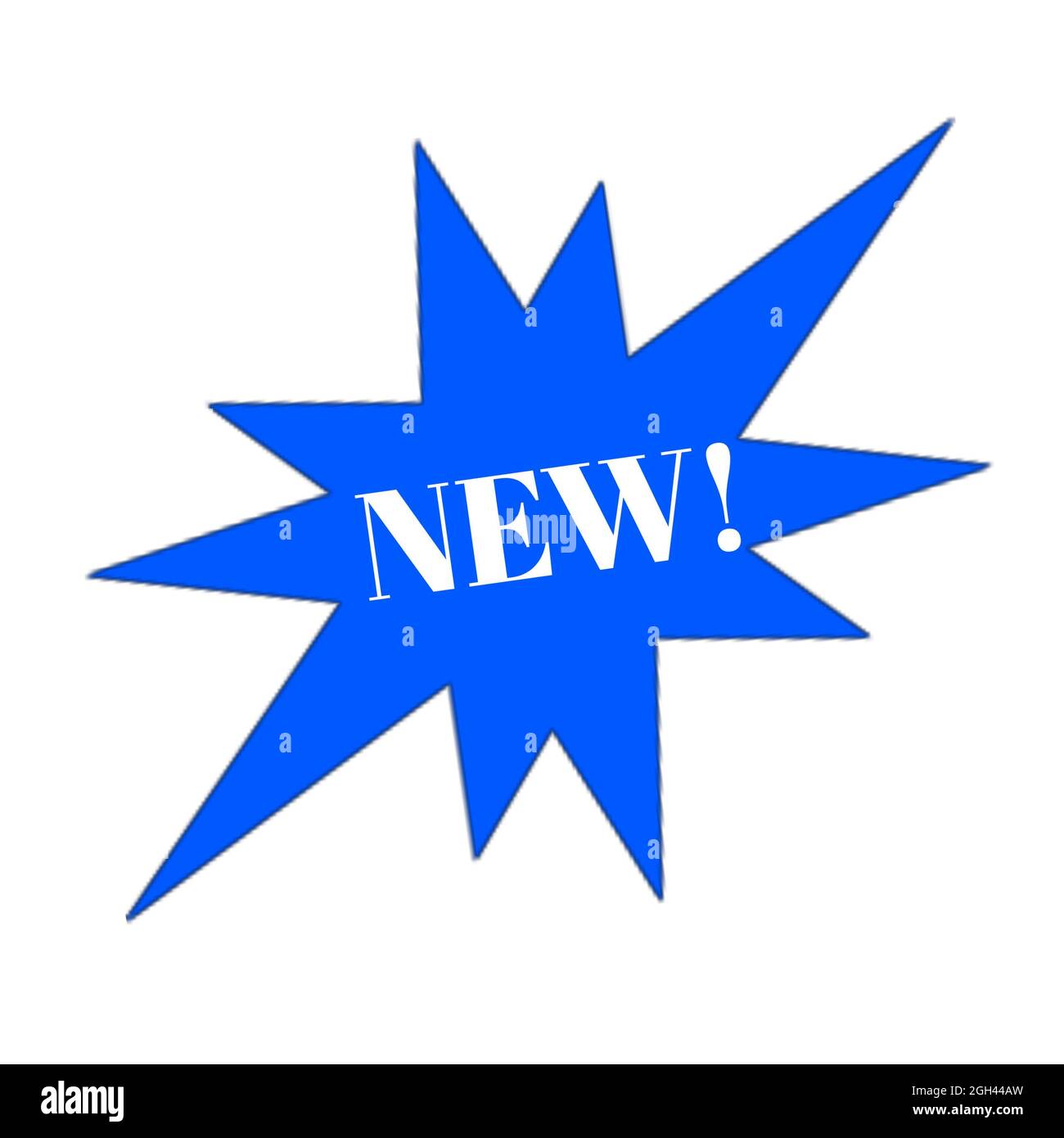 Nuova icona web starbrust blu e bianco lettere adesivo 3d sfondo bianco Foto Stock