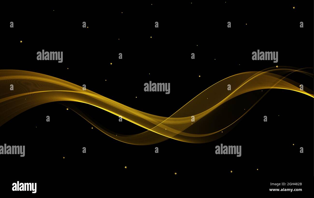 Sequine scintillanti per voucher, inviti, articoli promozionali e siti web.elemento di design ondulato trasparente oro con effetto glitter dorato. Illustrazione Vettoriale